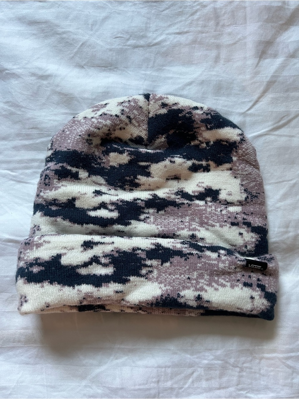 Vans Knit Beanie in Black, Cream, Mauve